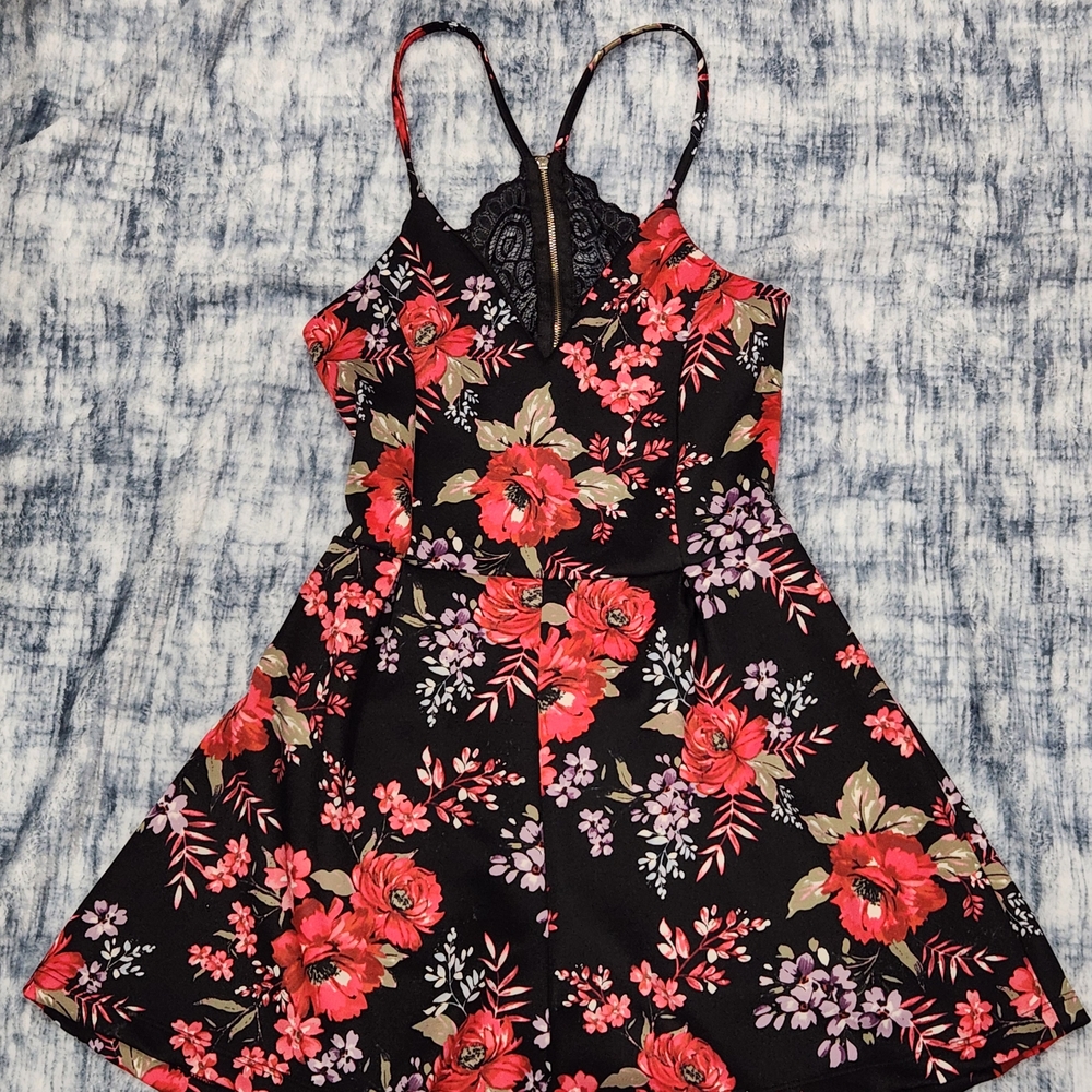 Divided Black Floral Jumpsuit